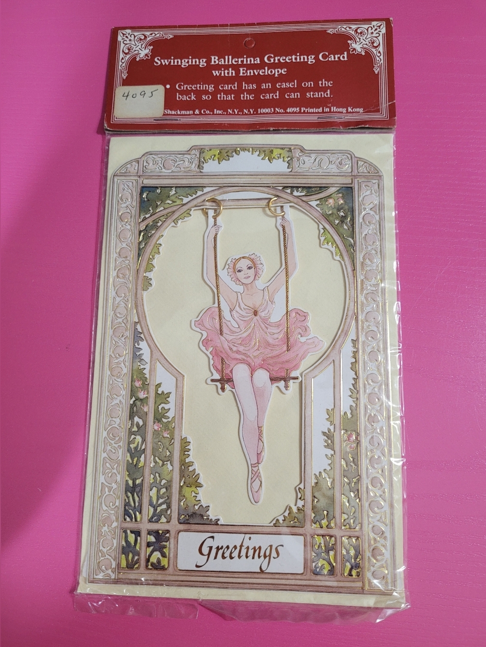 Vintage Swinging Ballerina Greeting With Envelope Never Opened (0669)
